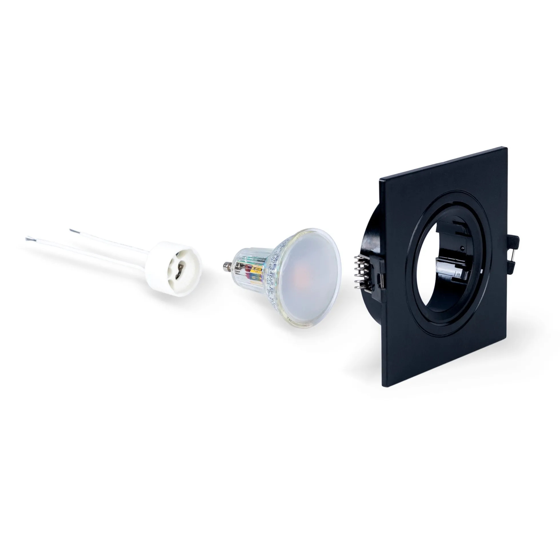 KIT Aro downlight cuadrado 93x93mm + Bombilla GU10 6W + Casquillo