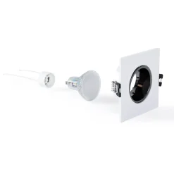 KIT Aro downlight cuadrado 93x93mm + Bombilla GU10 6W + Portalámparas