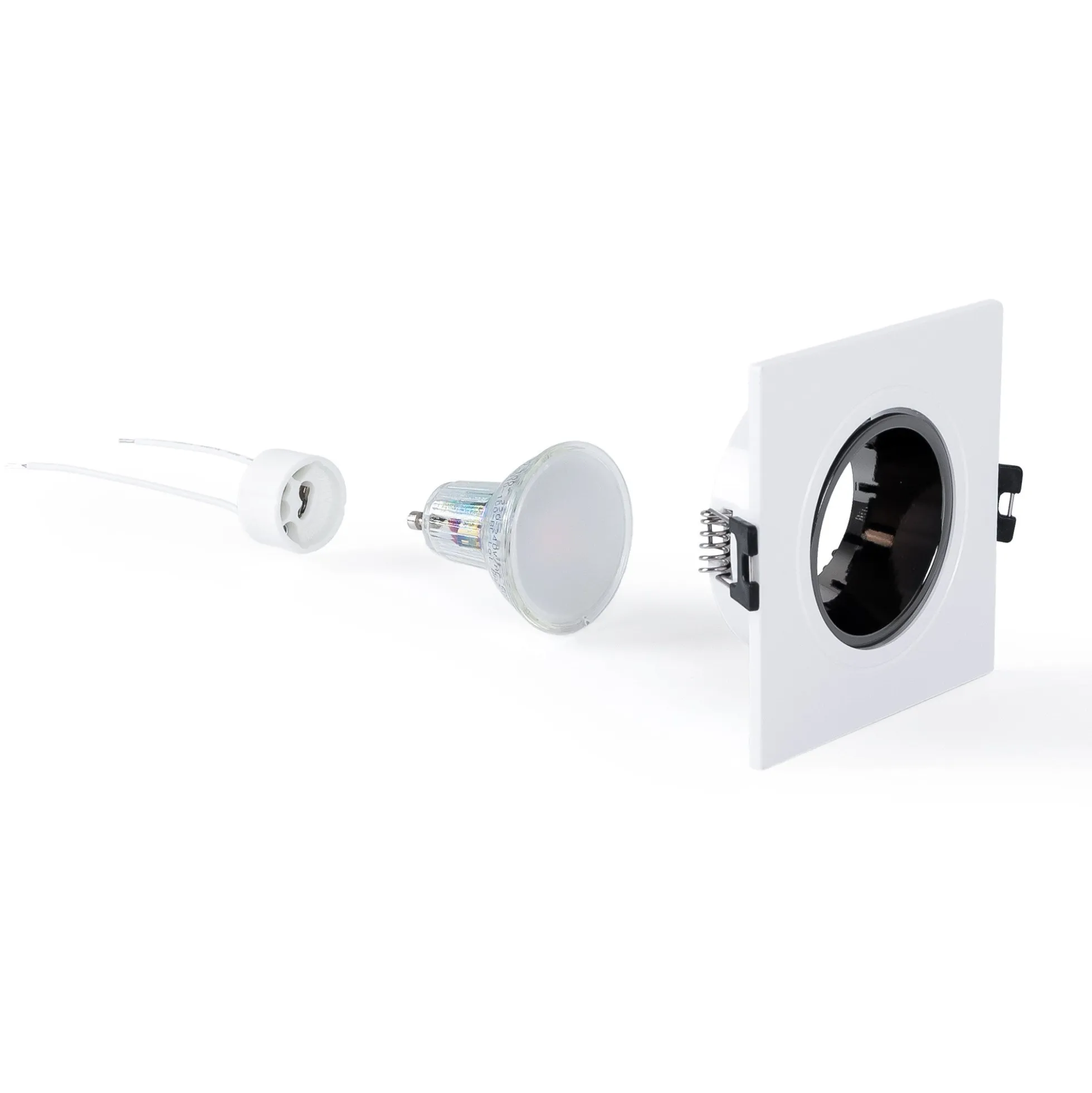 KIT Aro downlight cuadrado 93x93mm + Bombilla GU10 6W + Portalámparas