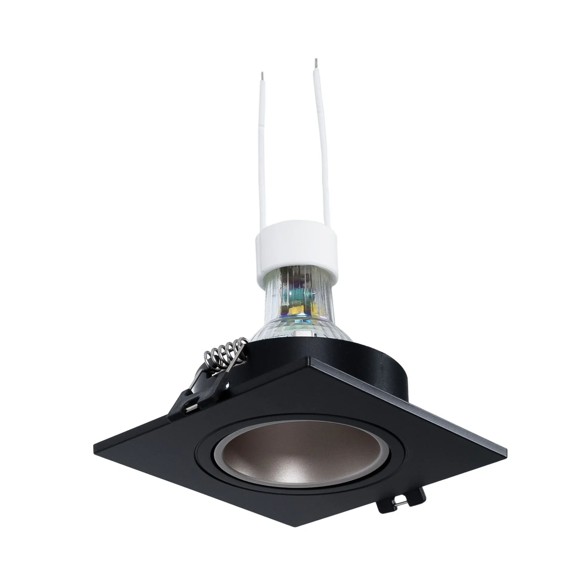 KIT Aro downlight cuadrado 93x93mm + Bombilla GU10 6W + Portalámparas