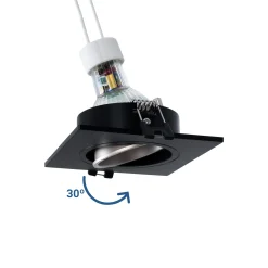 KIT Aro downlight cuadrado 93x93mm + Bombilla GU10 6W + Portalámparas