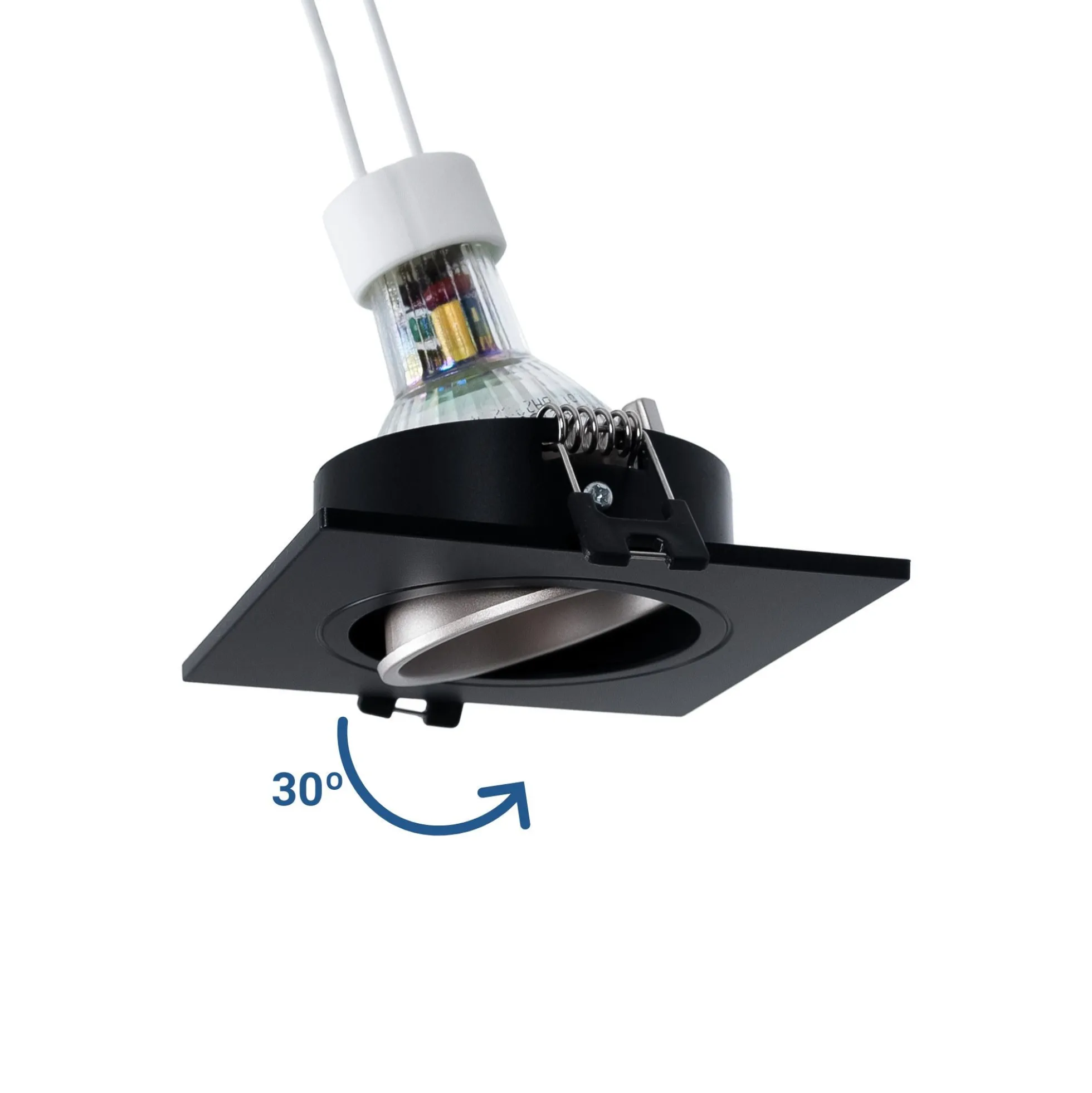 KIT Aro downlight cuadrado 93x93mm + Bombilla GU10 6W + Portalámparas