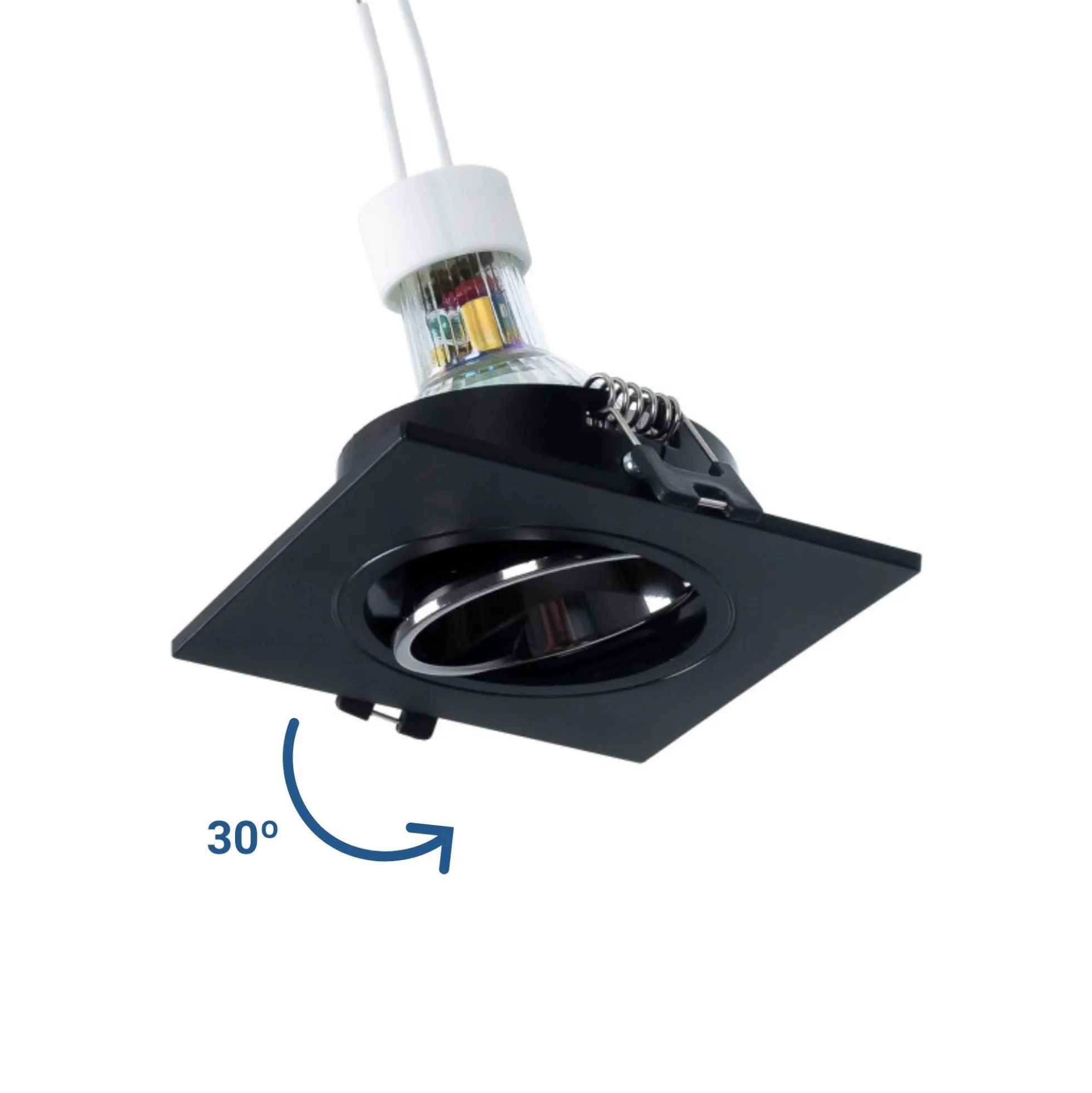 KIT Aro downlight cuadrado 93x93mm + Bombilla GU10 6W + Portalámparas