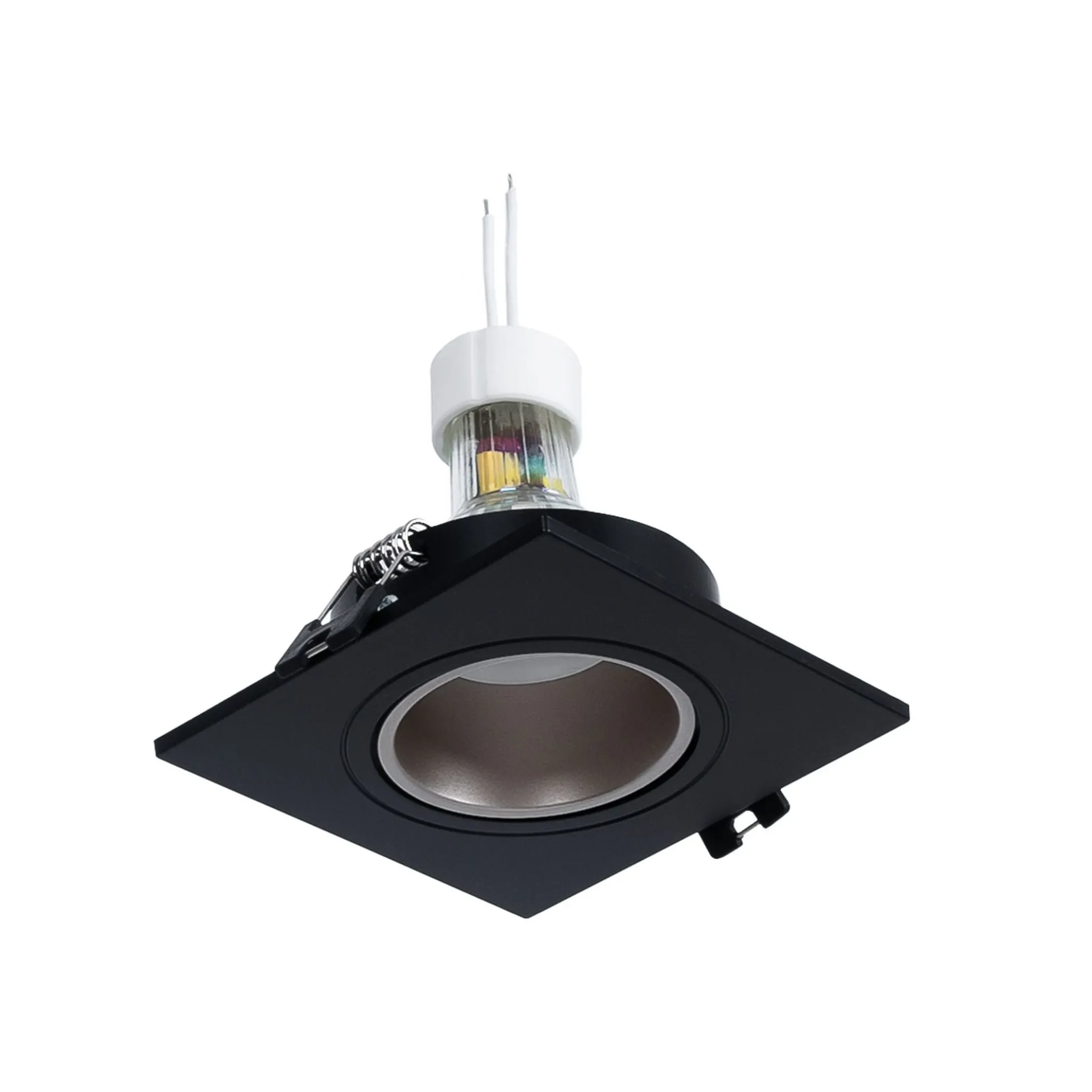 KIT Aro downlight cuadrado 93x93mm + Bombilla GU10 6W + Portalámparas