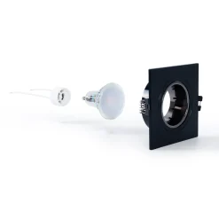 KIT Aro downlight cuadrado 93x93mm + Bombilla GU10 6W + Portalámparas