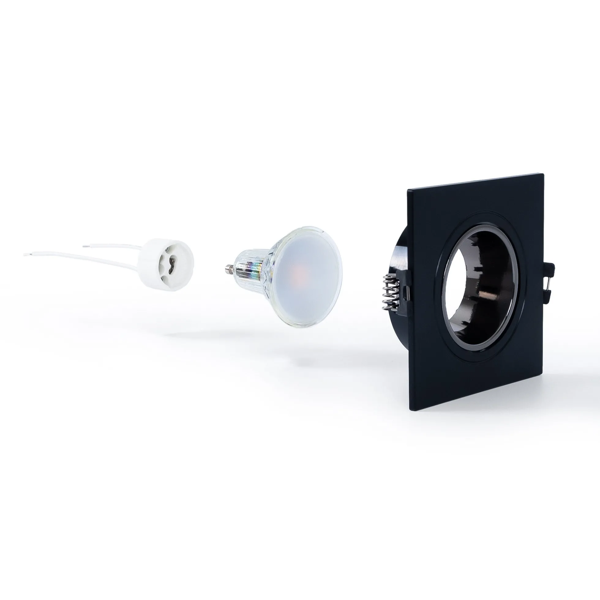 KIT Aro downlight cuadrado 93x93mm + Bombilla GU10 6W + Portalámparas