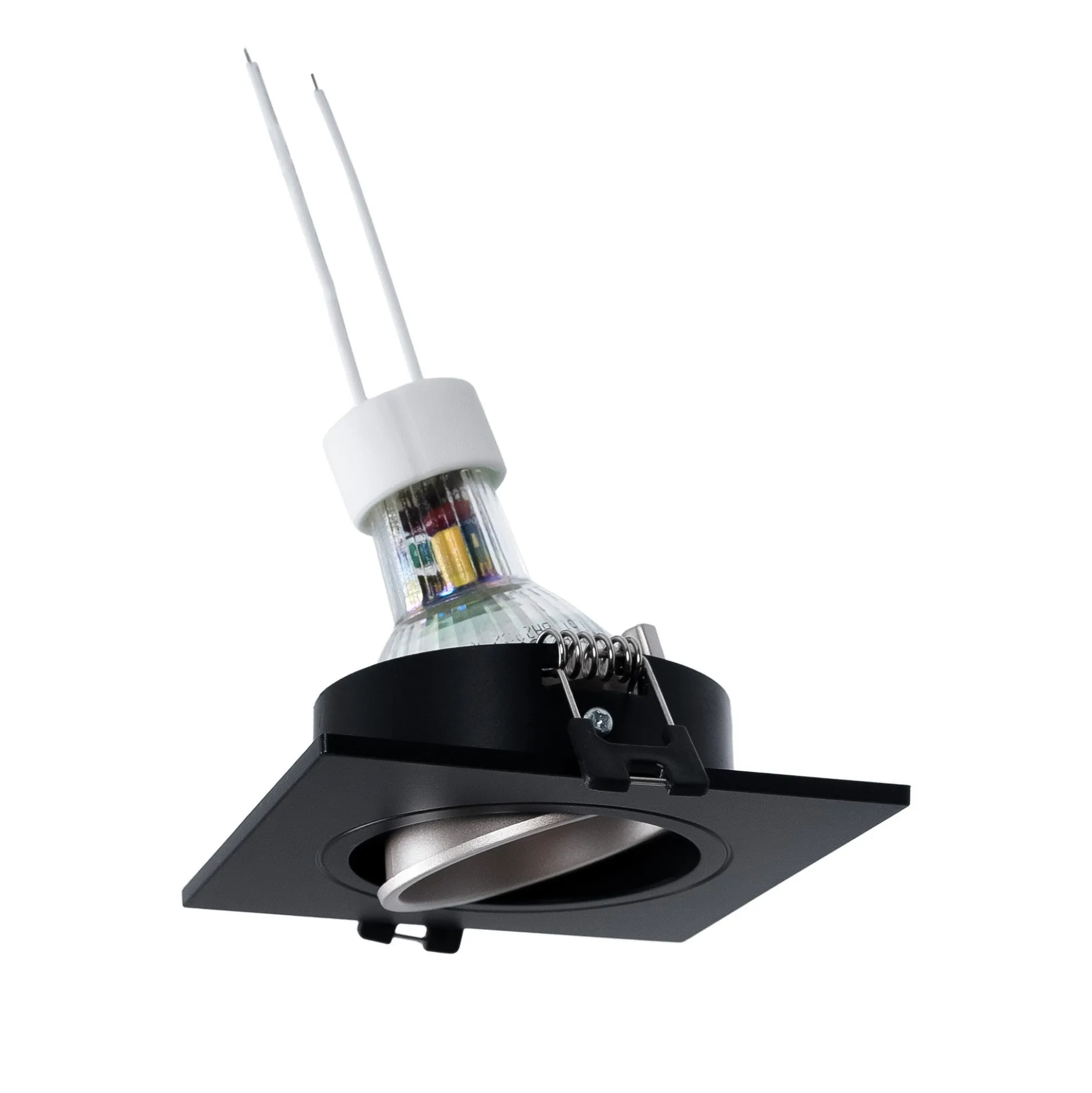 KIT Aro downlight cuadrado 93x93mm + Bombilla GU10 6W + Portalámparas