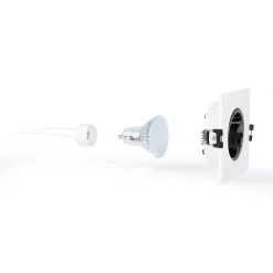 KIT Aro downlight cuadrado 93x93mm + Bombilla GU10 6W + Portalámparas
