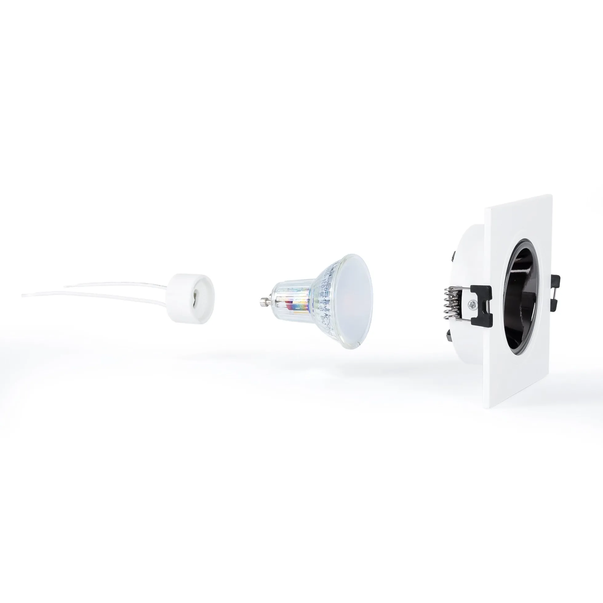 KIT Aro downlight cuadrado 93x93mm + Bombilla GU10 6W + Portalámparas