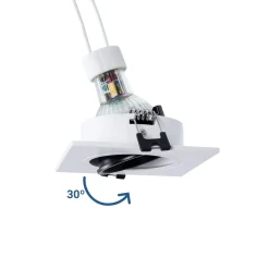 KIT Aro downlight cuadrado 93x93mm + Bombilla GU10 6W + Portalámparas