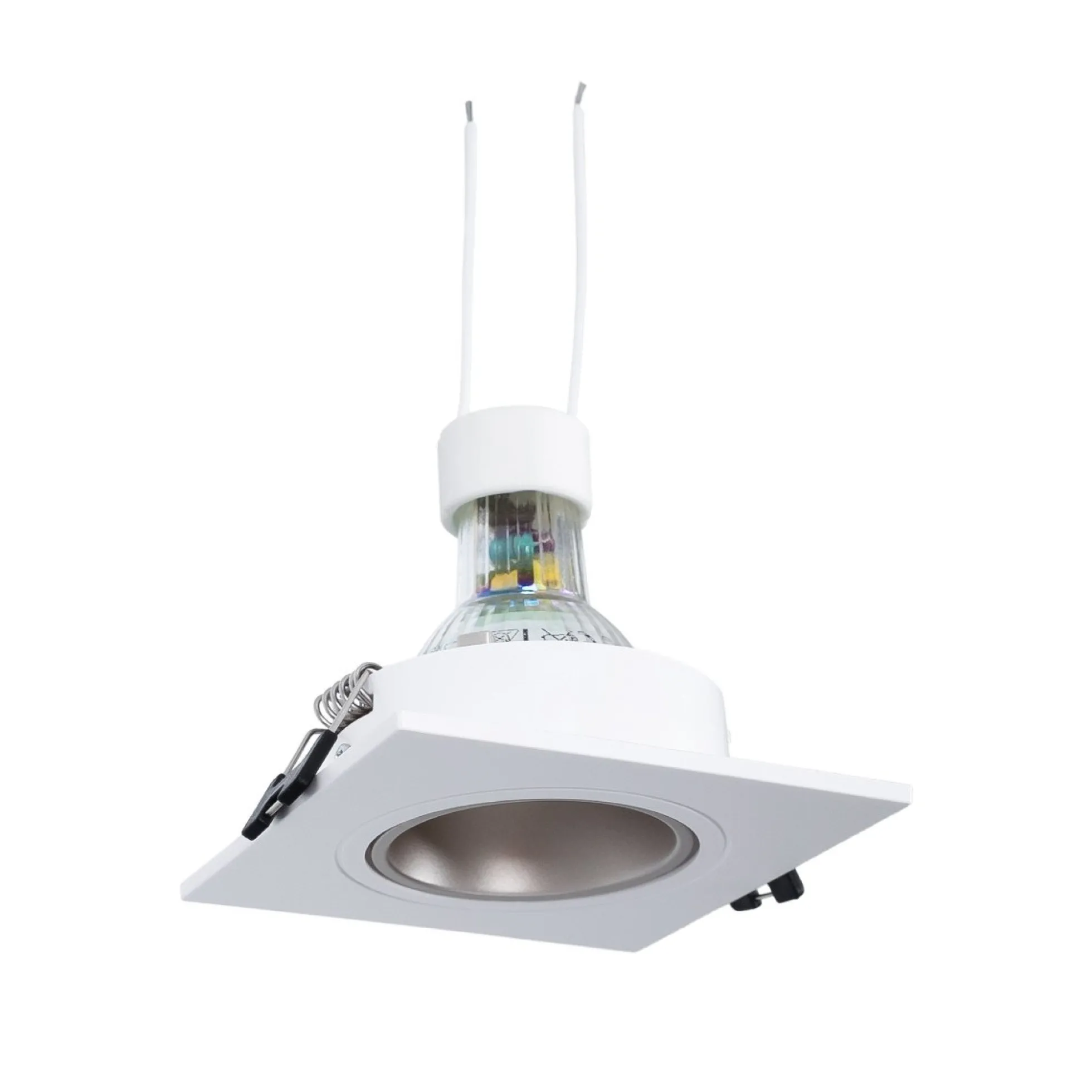 KIT Aro downlight cuadrado 93x93mm + Bombilla GU10 6W + Portalámparas