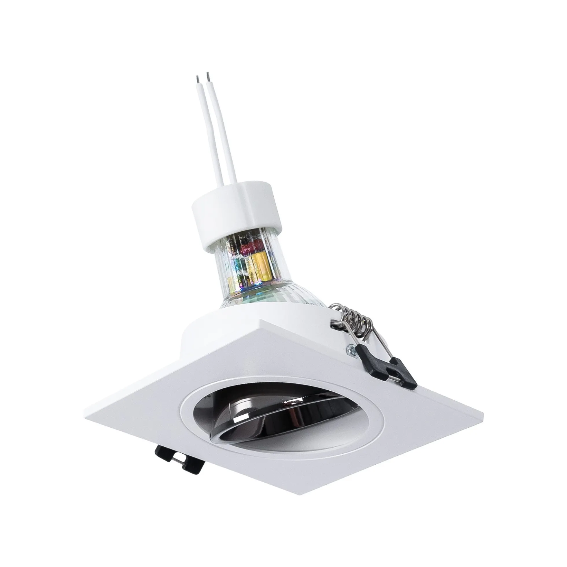 KIT Aro downlight cuadrado 93x93mm + Bombilla GU10 6W + Portalámparas