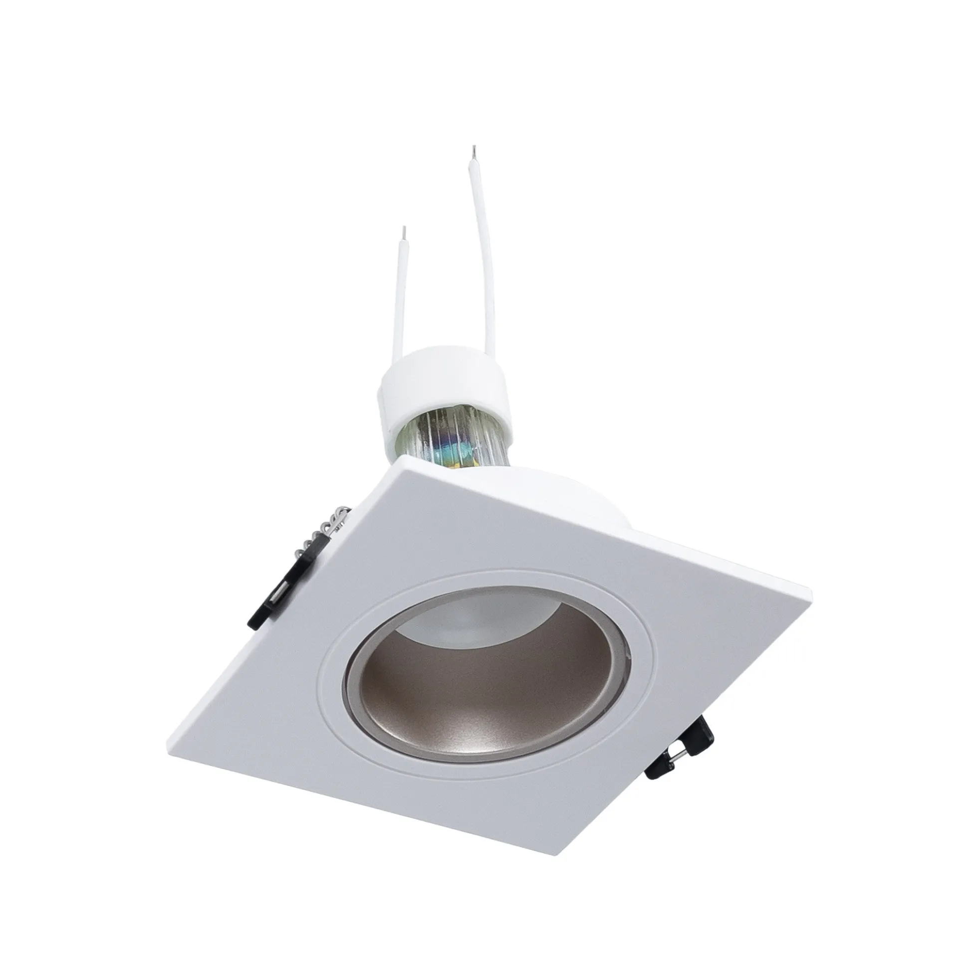 KIT Aro downlight cuadrado 93x93mm + Bombilla GU10 6W + Portalámparas