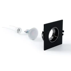 KIT Aro downlight cuadrado 93x93mm + Bombilla GU10 6W + Portalámparas