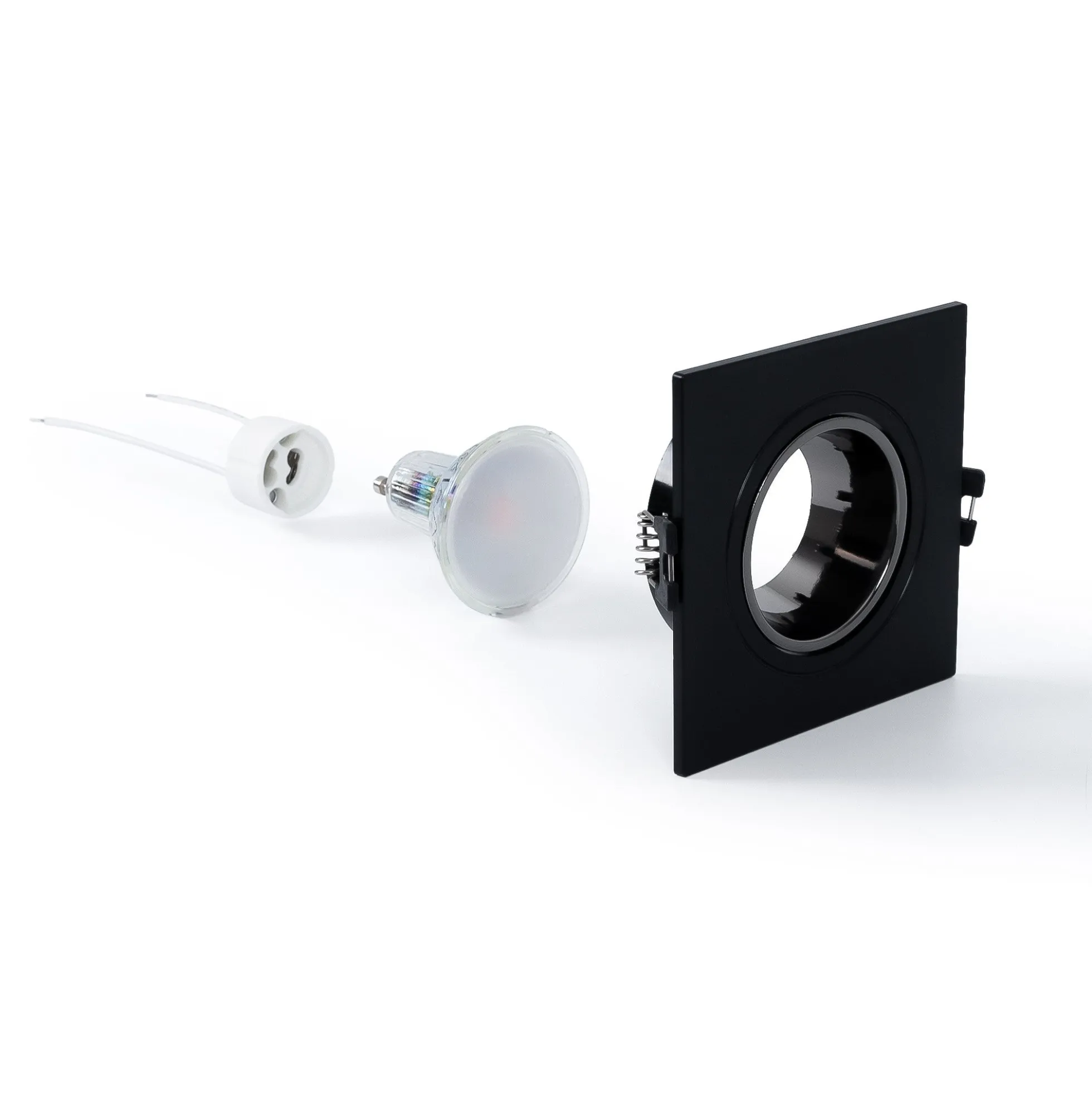 KIT Aro downlight cuadrado 93x93mm + Bombilla GU10 6W + Portalámparas