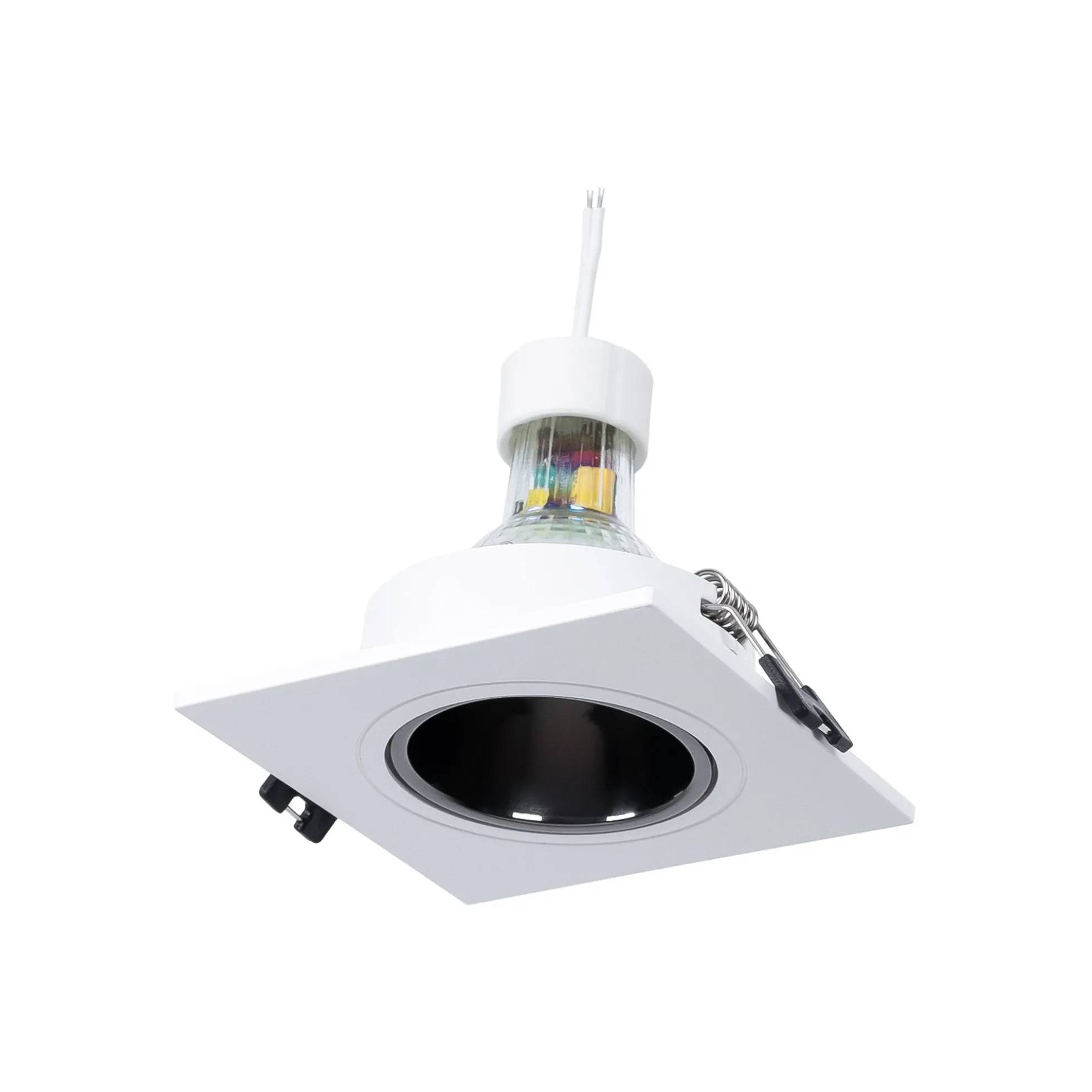 KIT Aro downlight cuadrado 93x93mm + Bombilla GU10 6W + Portalámparas