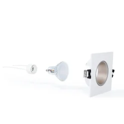 KIT Aro downlight cuadrado 93x93mm + Bombilla GU10 6W + Portalámparas