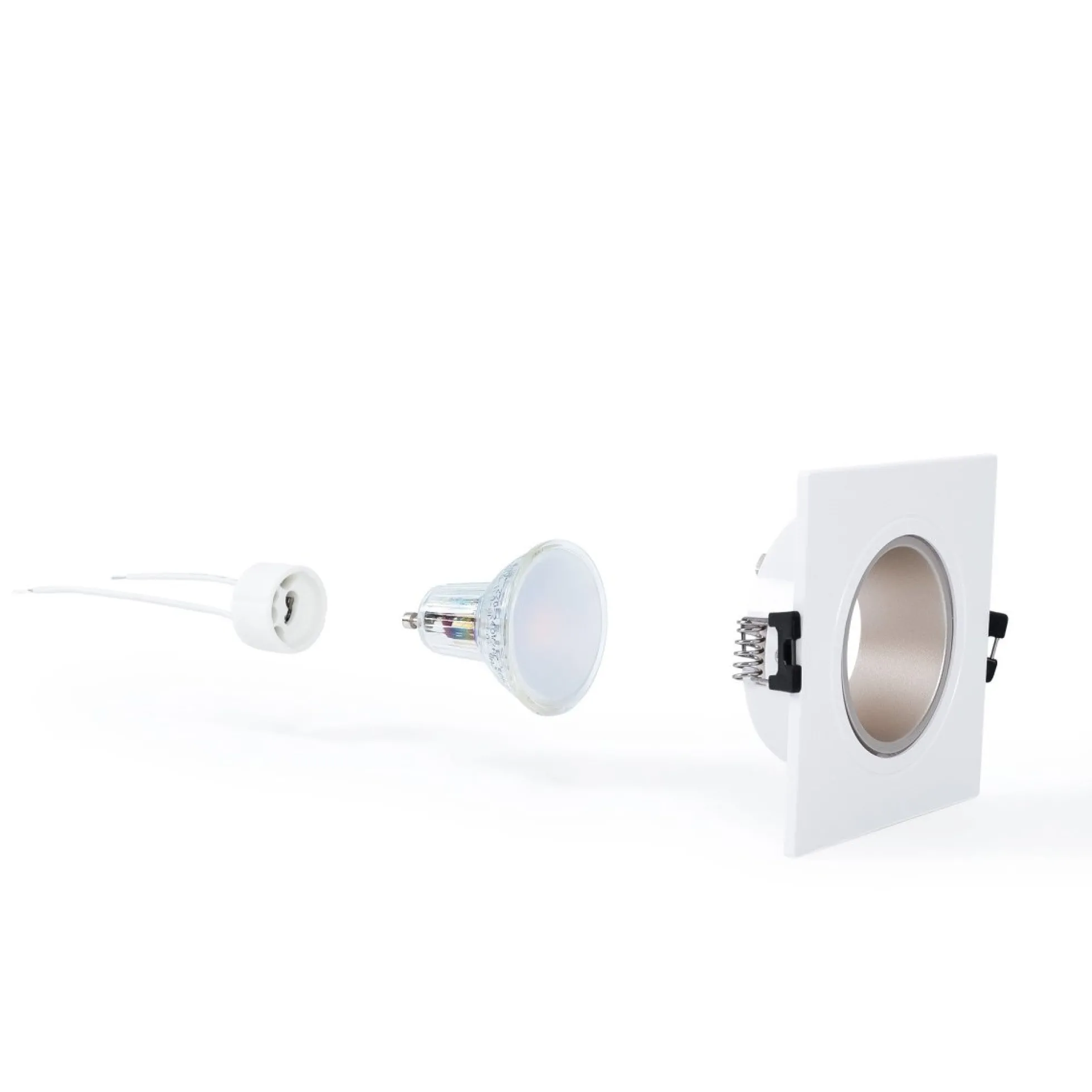 KIT Aro downlight cuadrado 93x93mm + Bombilla GU10 6W + Portalámparas