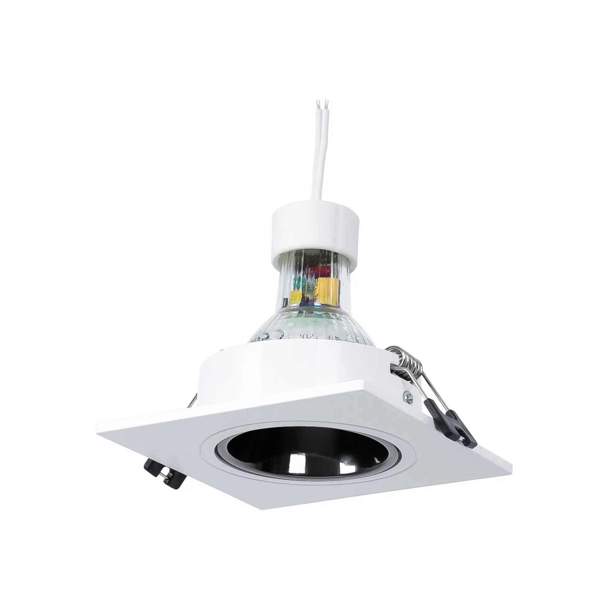 KIT Aro downlight cuadrado 93x93mm + Bombilla GU10 6W + Portalámparas