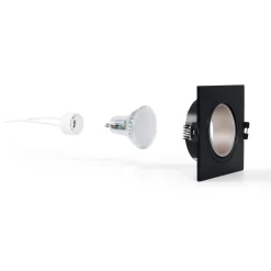 KIT Aro downlight cuadrado 93x93mm + Bombilla GU10 6W + Portalámparas