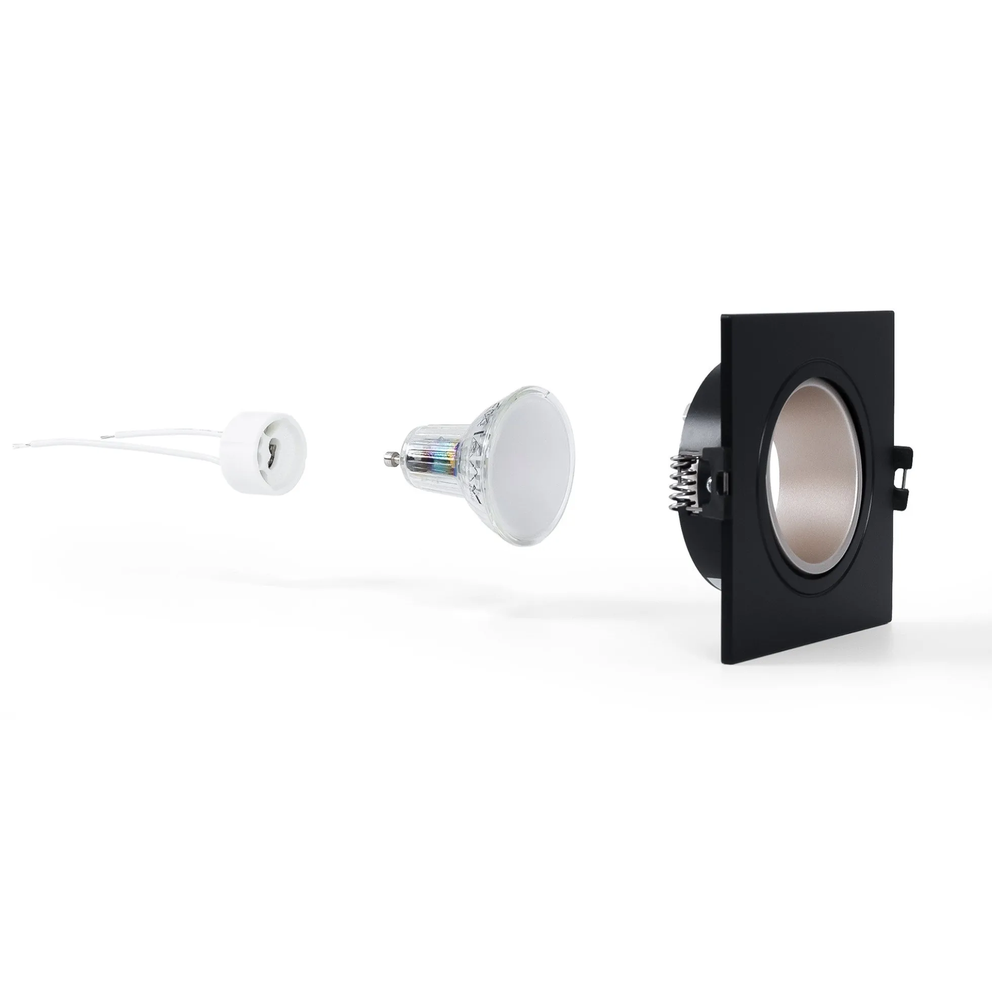 KIT Aro downlight cuadrado 93x93mm + Bombilla GU10 6W + Portalámparas
