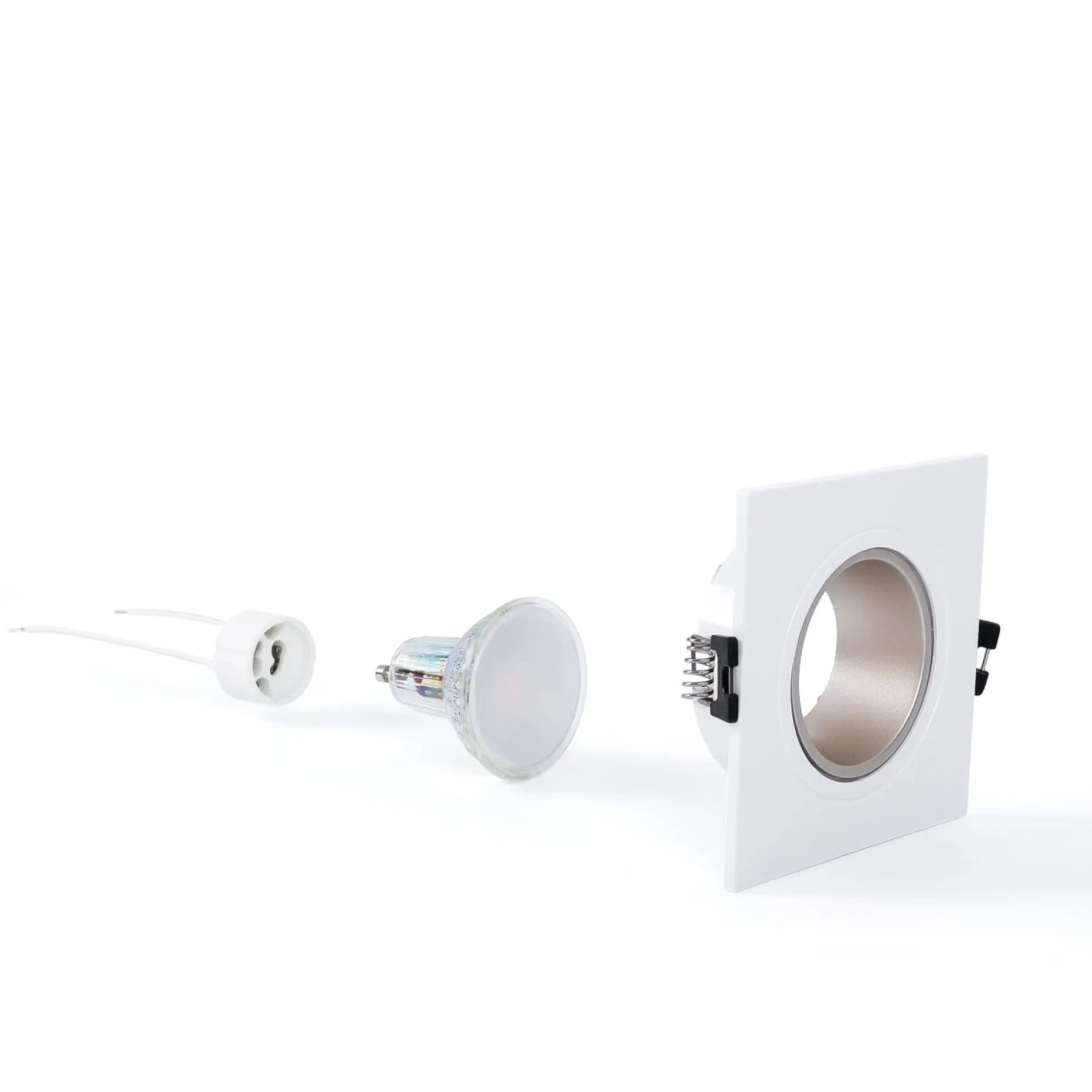KIT Aro downlight cuadrado 93x93mm + Bombilla GU10 6W + Portalámparas