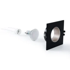 KIT Aro downlight cuadrado 93x93mm + Bombilla GU10 6W + Portalámparas