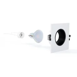 KIT Aro downlight cuadrado 93x93mm + Bombilla GU10 6W + Portalámparas