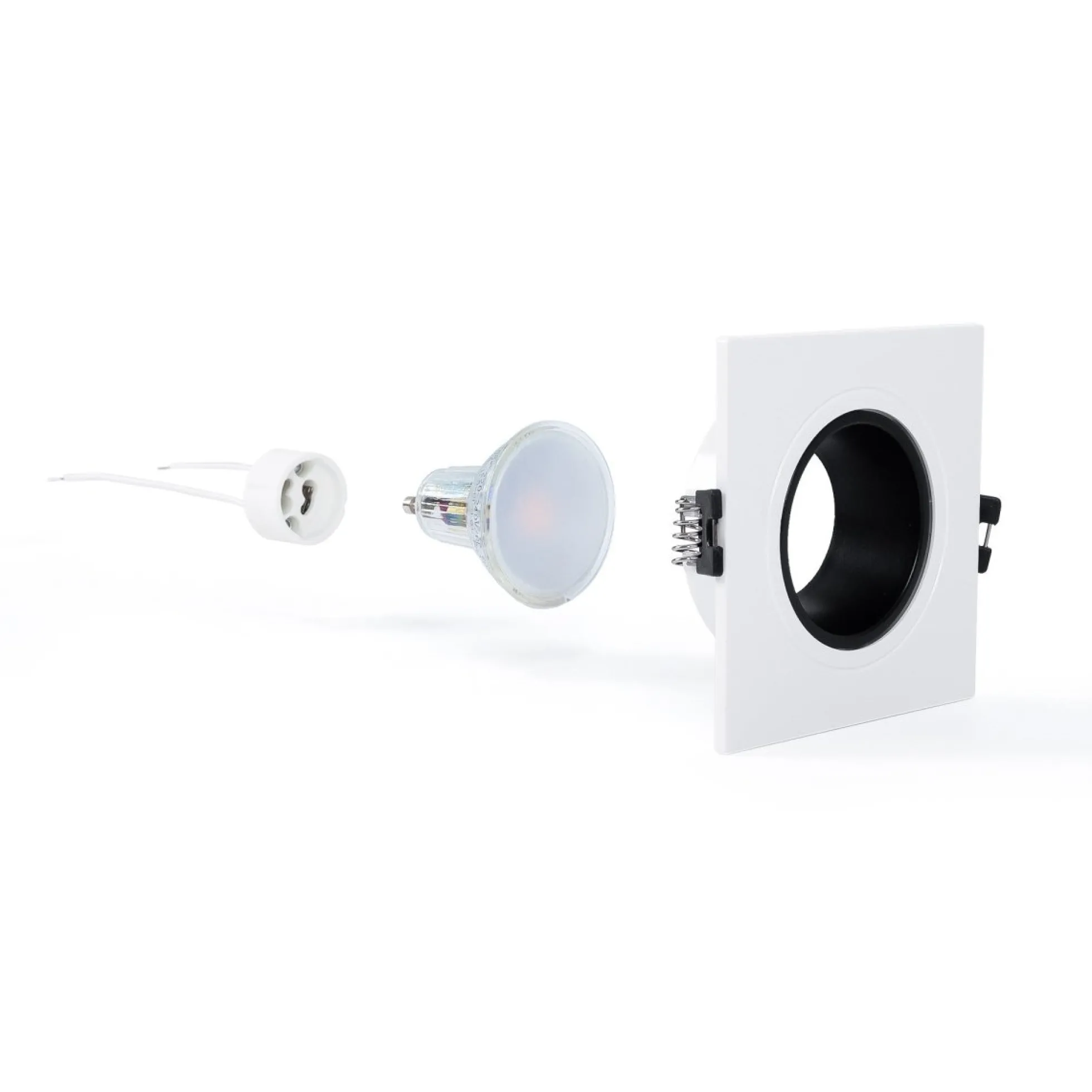 KIT Aro downlight cuadrado 93x93mm + Bombilla GU10 6W + Portalámparas