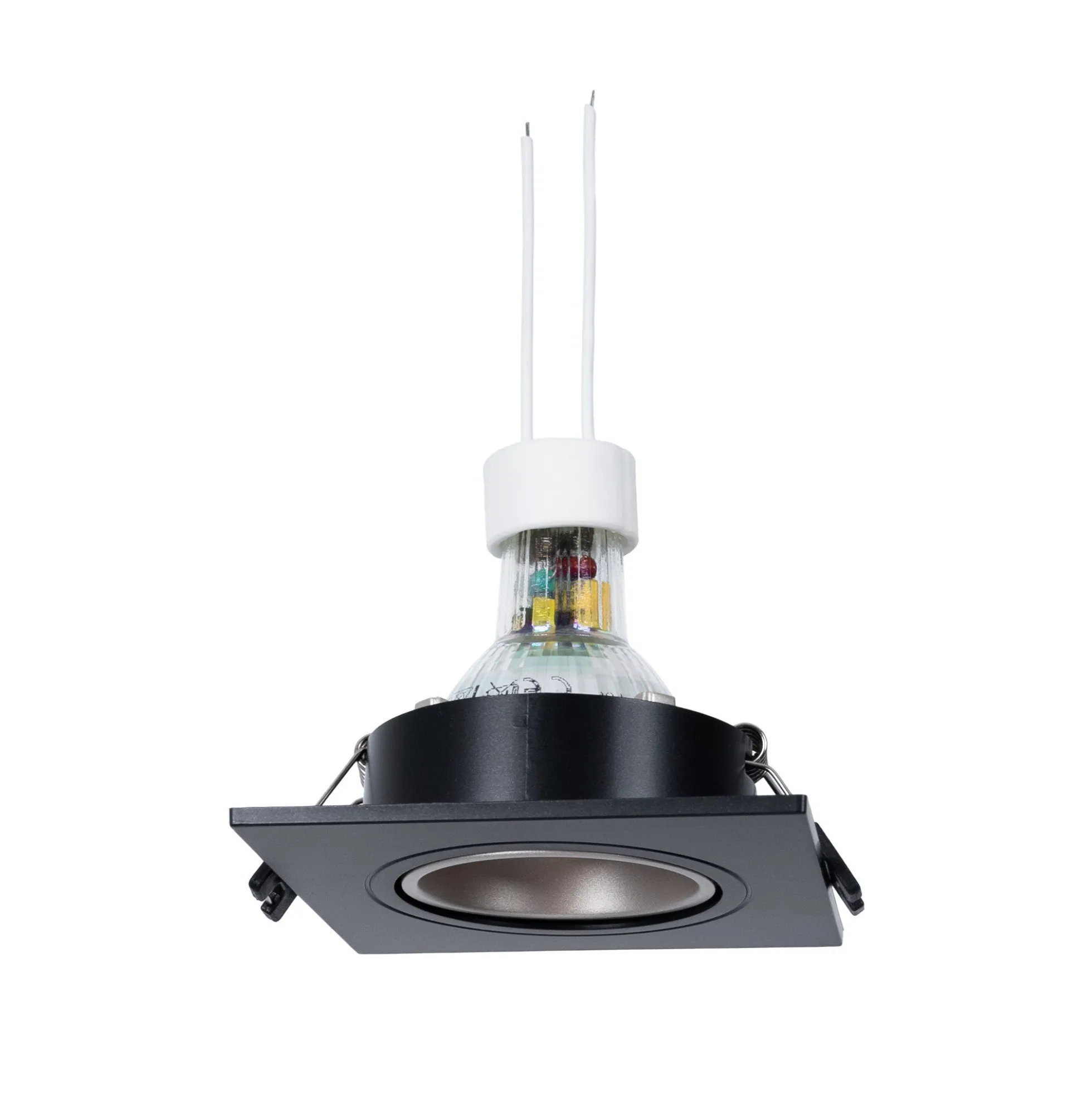 KIT Aro downlight cuadrado 93x93mm + Bombilla GU10 6W + Portalámparas