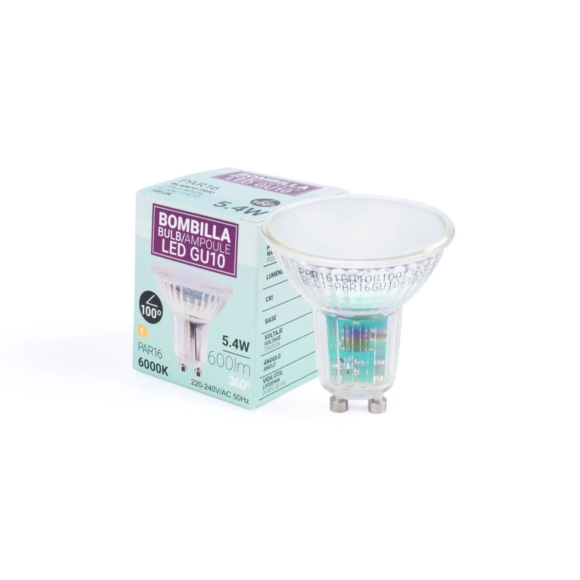 KIT Aro downlight cuadrado 93x93mm + Bombilla GU10 6W + Portalámparas