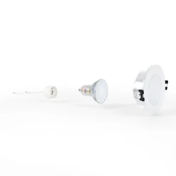 KIT Aro empotrable estanco Ø90mm + Bombilla GU10 6W + Portalámparas