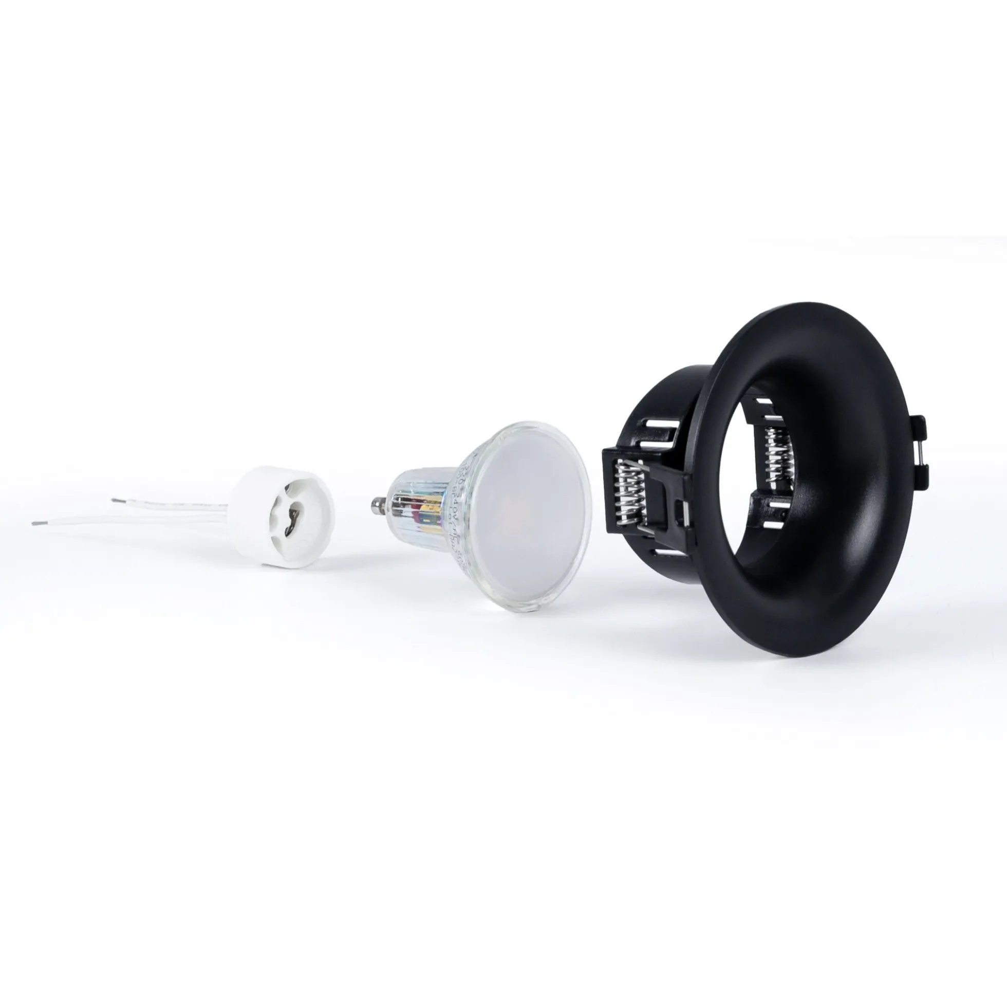 KIT Aro empotrable Ø86mm + Bombilla GU10 6W + Portalámparas