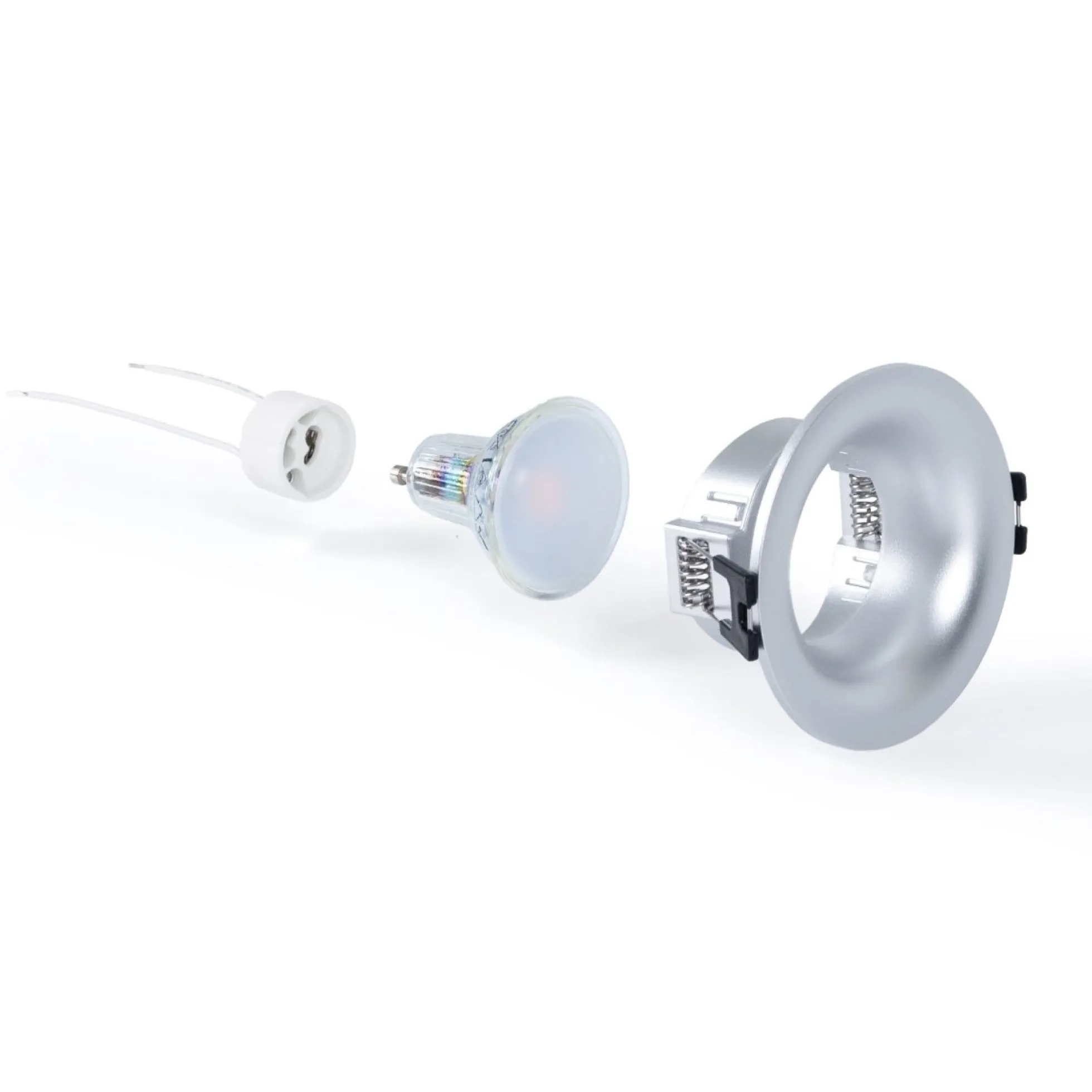 KIT Aro empotrable Ø86mm + Bombilla GU10 6W + Portalámparas