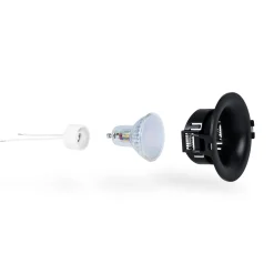 KIT Aro empotrable Ø86mm + Bombilla GU10 6W + Portalámparas