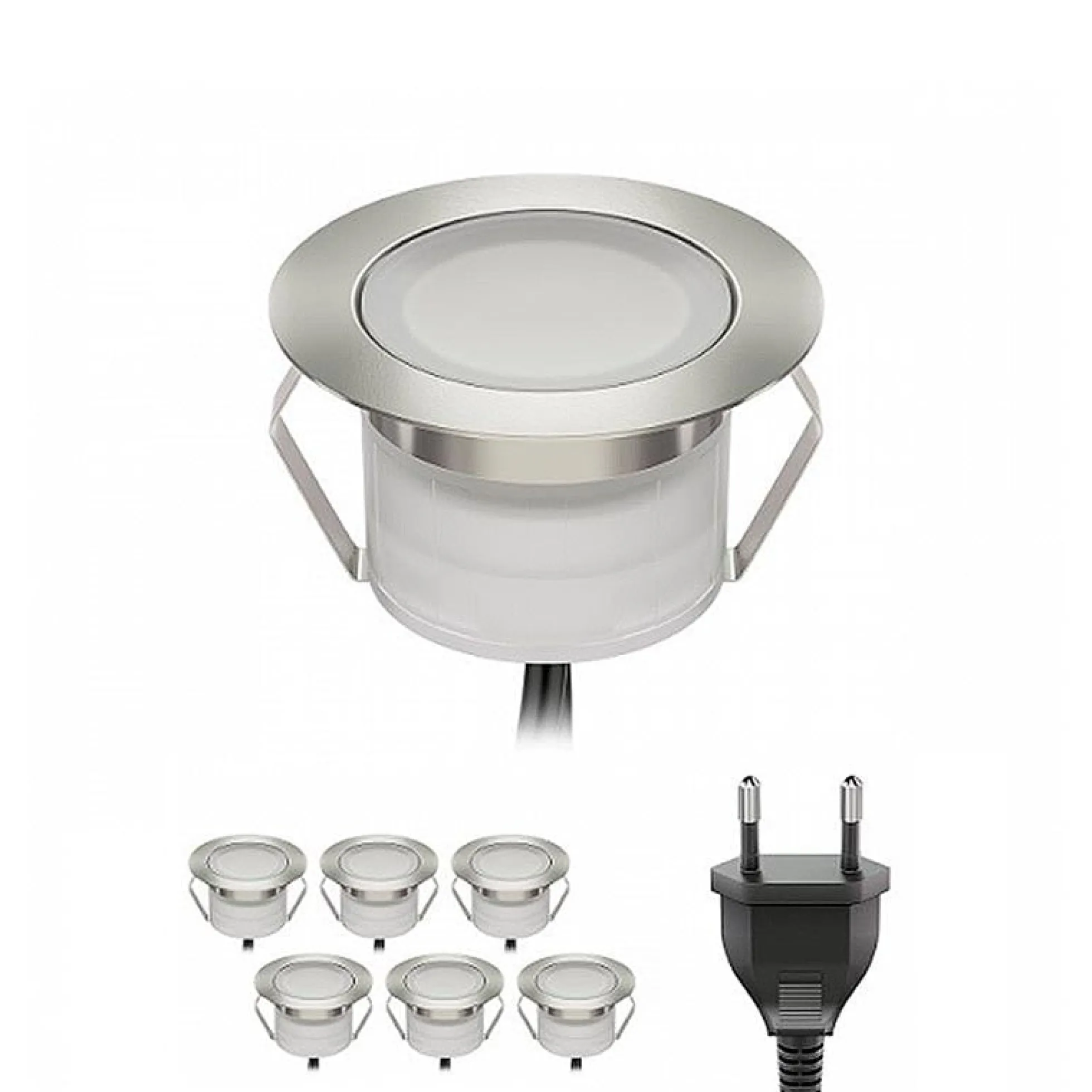 Kit 6 focos LED empotrables en suelo 0,3W 12V-DC IP67