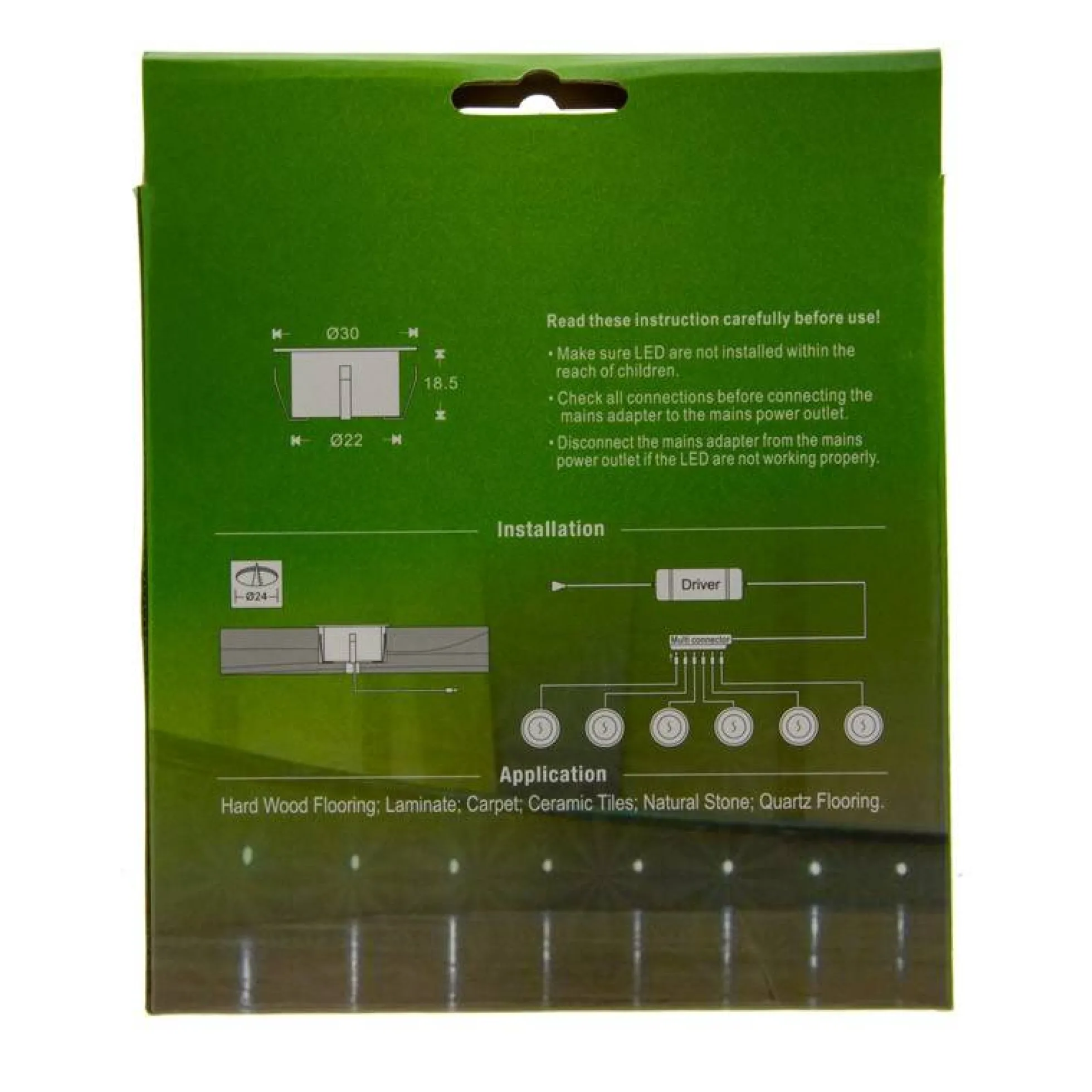 Kit 6 focos LED empotrables en suelo 0,3W 12V-DC IP67