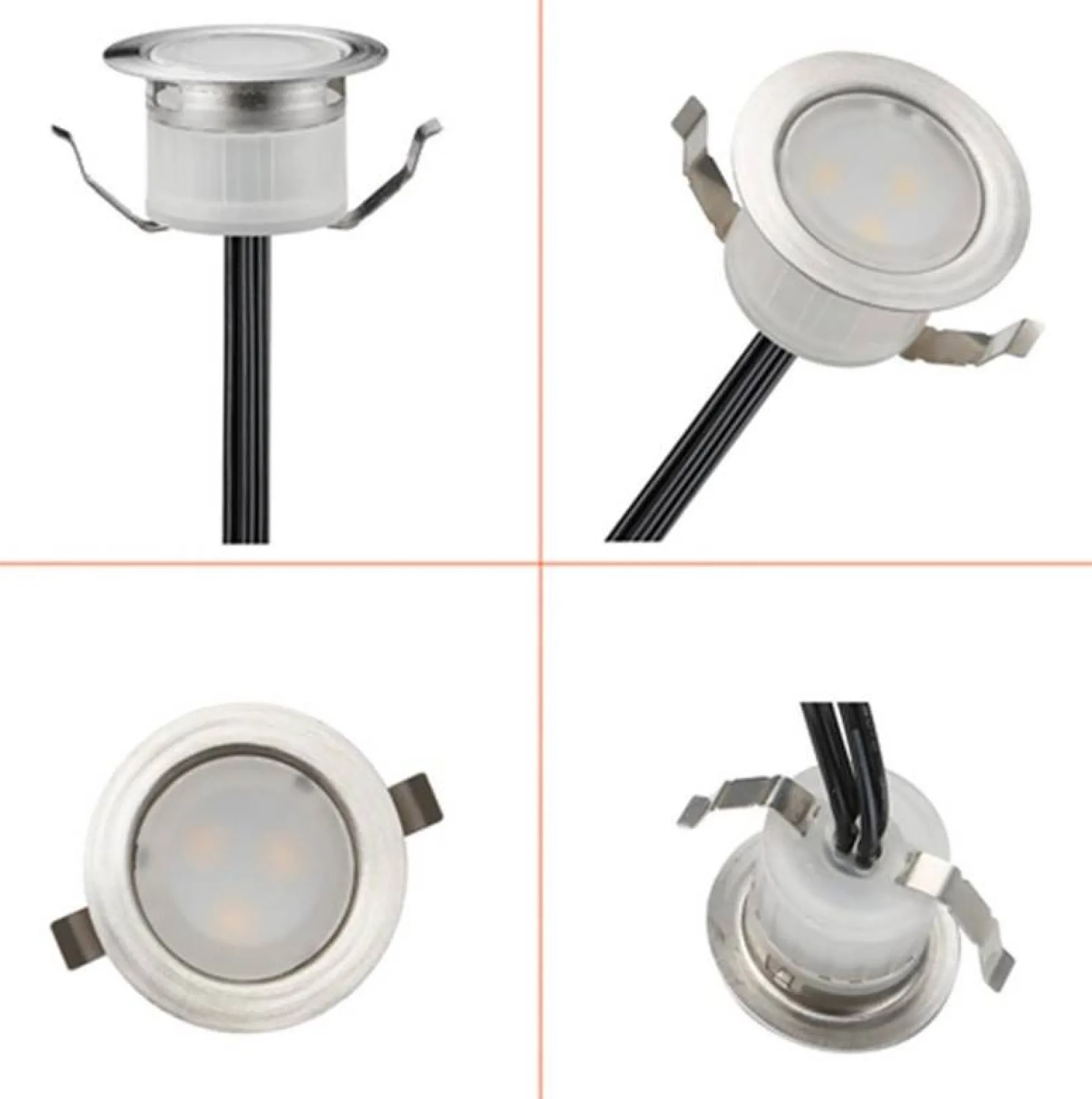 Kit 6 focos LED empotrables en suelo 0,3W 12V-DC IP67