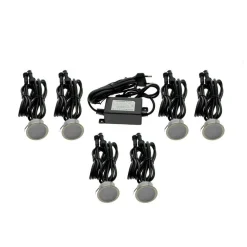 Kit 6 focos LED empotrables en suelo Ø40x20mm 0,4W 12V-DC IP67