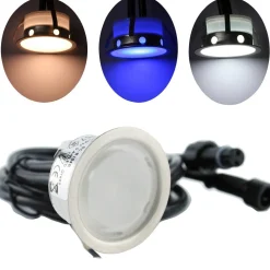 Kit 6 focos LED empotrables en suelo Ø40x20mm 0,4W 12V-DC IP67