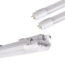 Kit pantalla estanca doble 120cm + 2 tubos LED T8 18W - 4000K