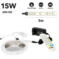 Kit tira LED musical RGB WiFi Alexa/Google Home con fuente, mando y controlador 5 metros
