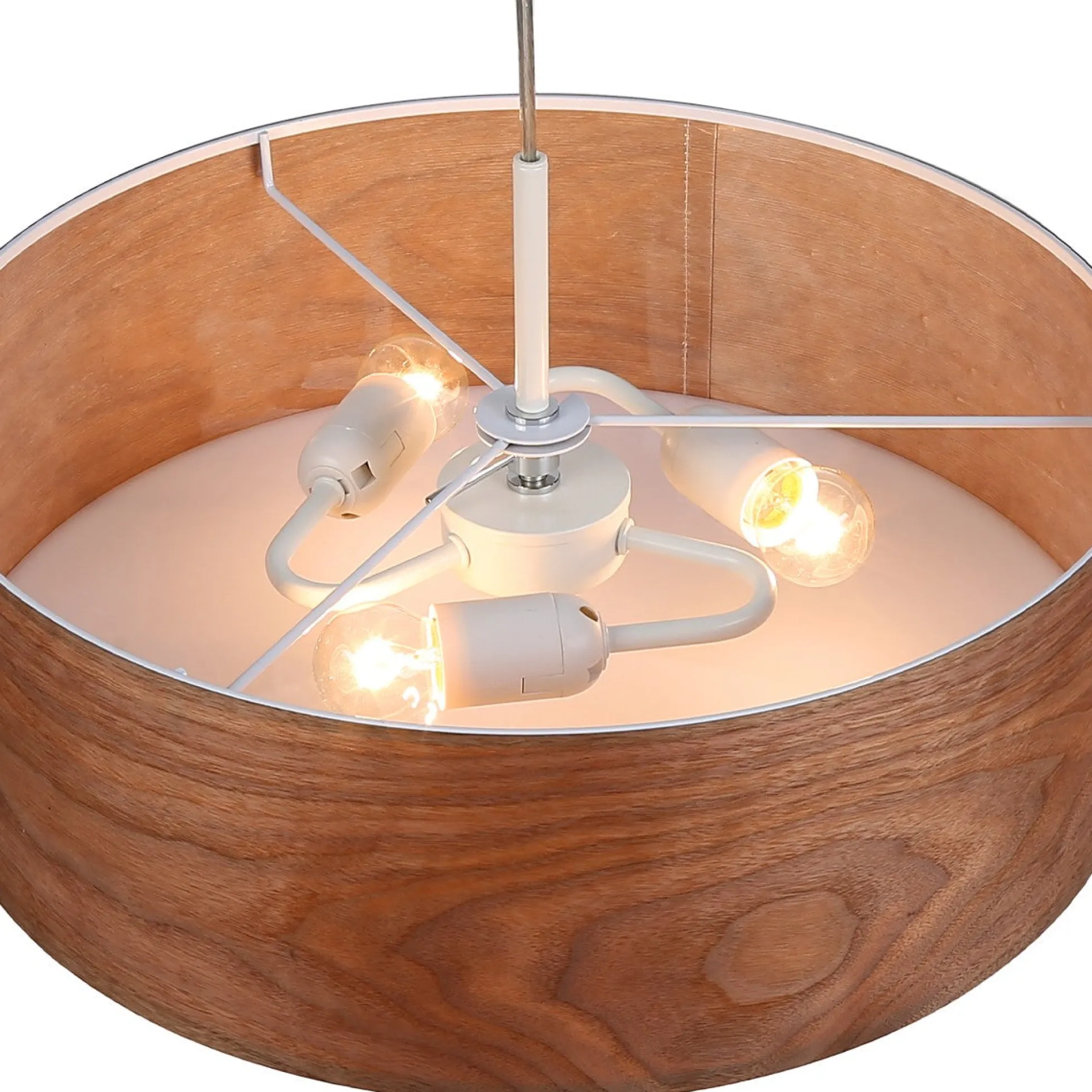 Lampara colgante con pantalla efecto madera "MATAGALLS" - 3xE27