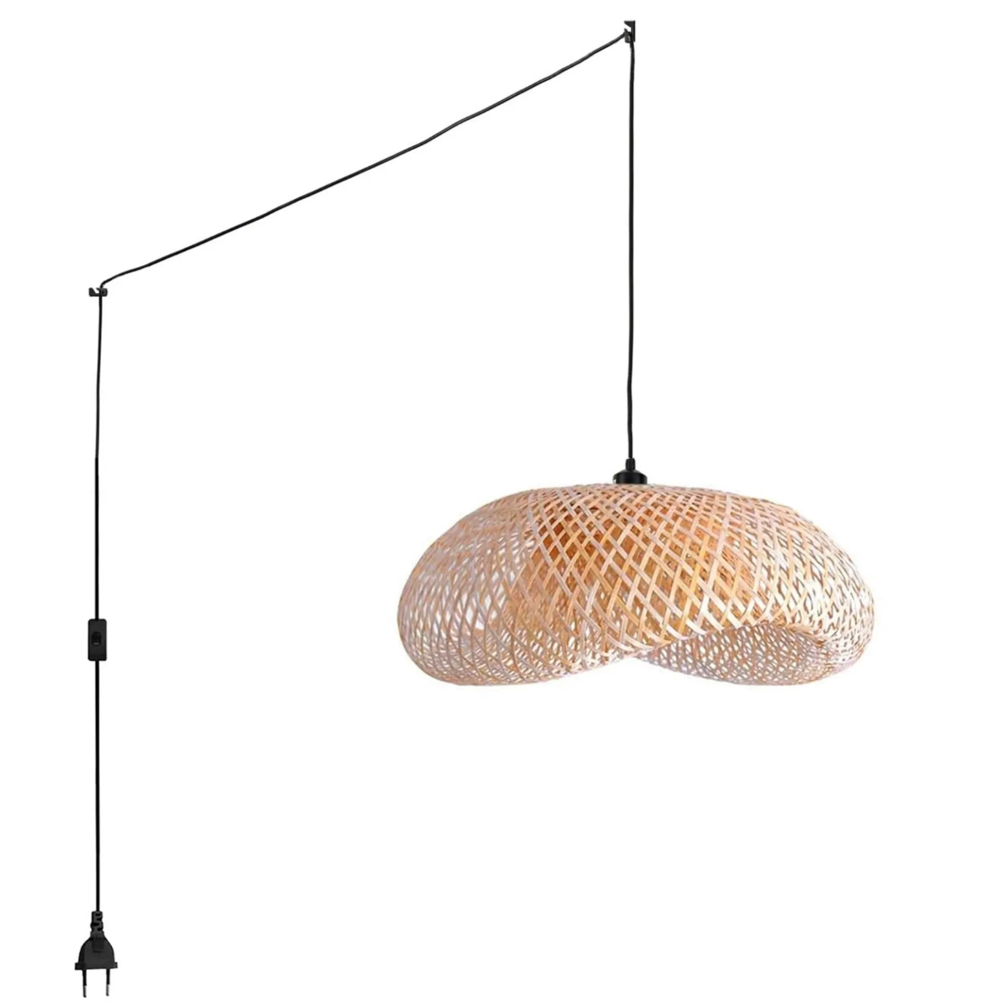 Lampara colgante de mimbre "Vimet Lite" con interruptor y enchufe