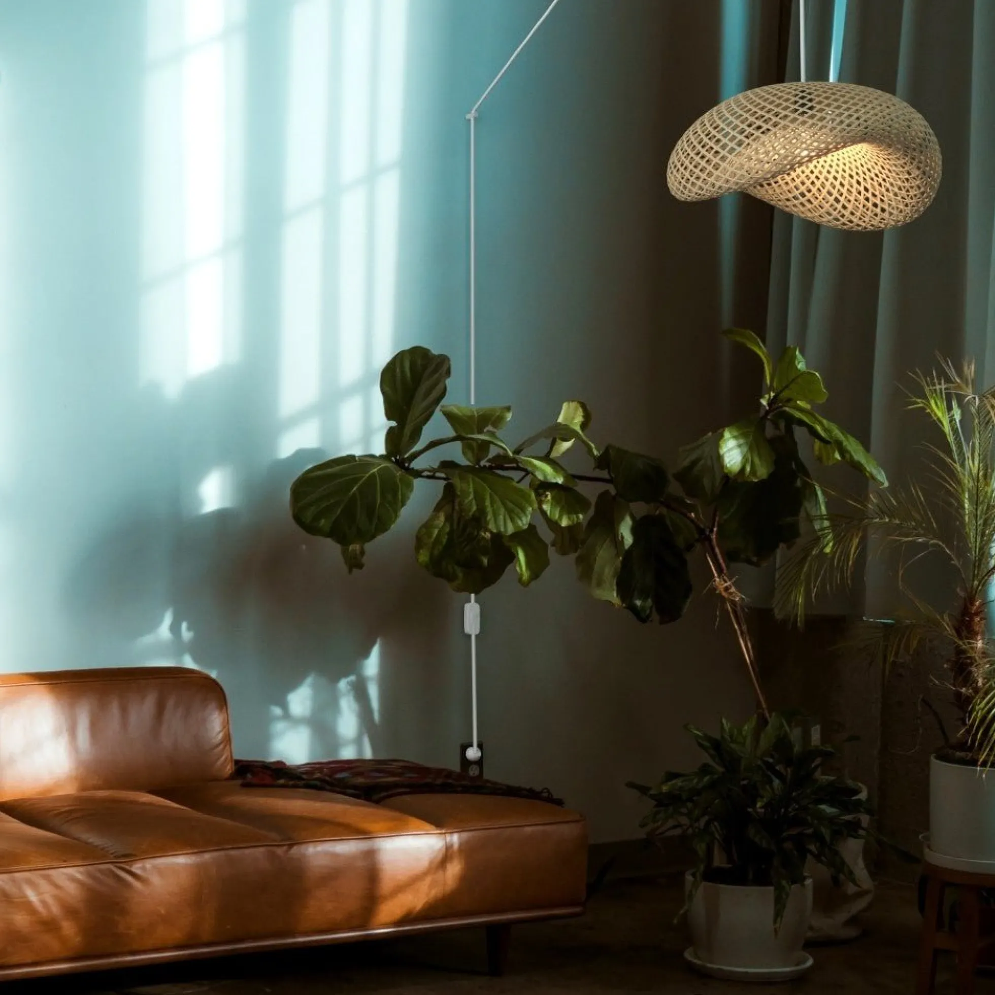 Lampara colgante de mimbre "Vimet Lite" con interruptor y enchufe