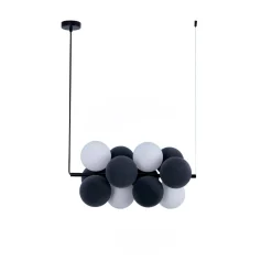 Lámpara acústica colgante horizontal "DRAC" - 4 esferas luminosas y 8 esferas absorbentes