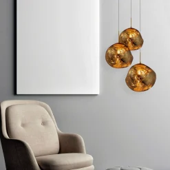 Lámpara colgante cristal triple 