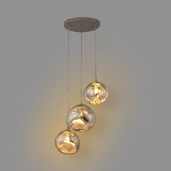 Lámpara colgante cristal triple 