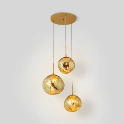Lámpara colgante cristal triple 