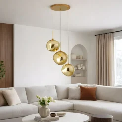 Lámpara colgante cristal triple 